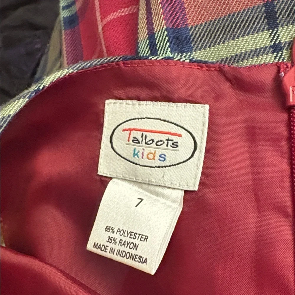 Talbots Kids Classic Plaid Dress Girl's Size 7 red green